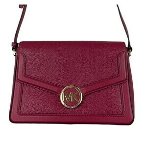 Michael Kors Shoulder Handbag Jessie Medium Berry Pink Leather Bag MK Logo